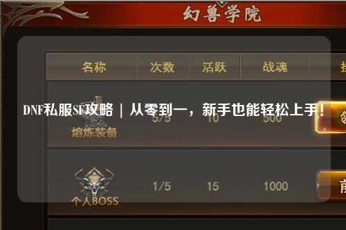 DNF私服SF攻略 | 從零到一,新手也能輕松上手!