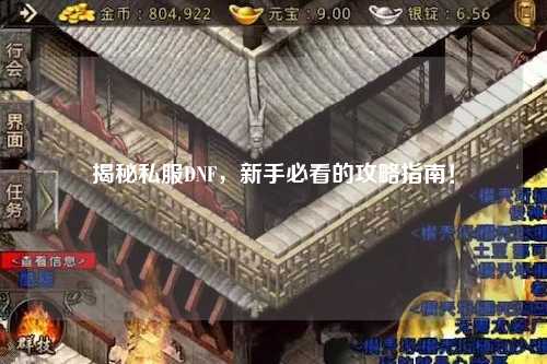揭秘私服DNF，新手必看的攻略指南！