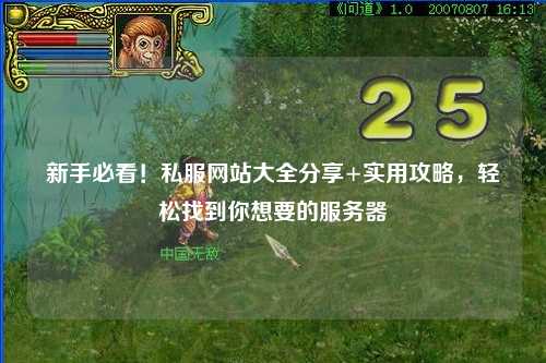 新手必看！私服網(wǎng)站大全分享+實(shí)用攻略，輕松找到你想要的服務(wù)器