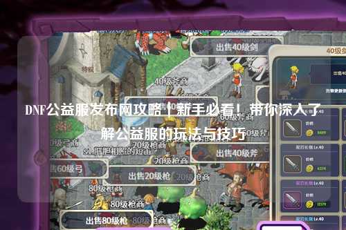 DNF公益服發布網攻略|新手必看!帶你深入了解公益服的玩法與技巧