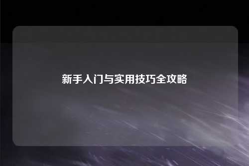 新手入門與實用技巧全攻略